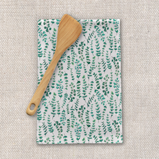 Eucalyptus Watercolor Tea Towel